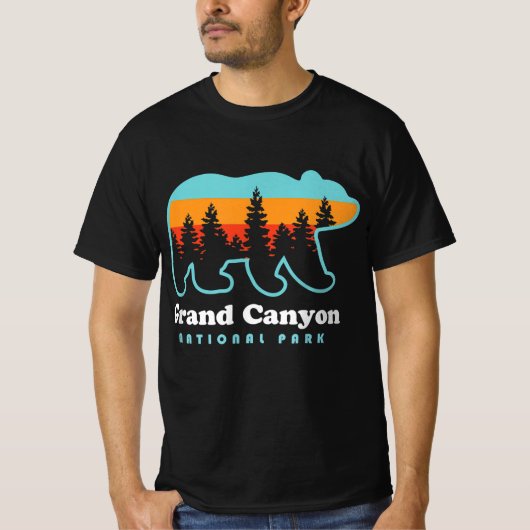 T-shirt Grand Canyon Retro Bear US National Park Travel (Devant)