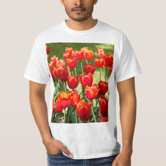 T-shirt Grand champ de tulipes rouges (Devant)
