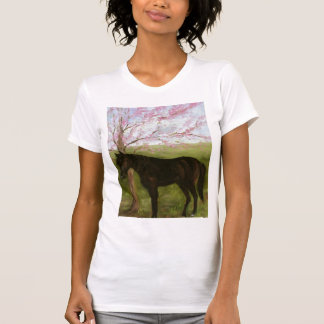 T-shirt Grand cheval noir et un cerisier
