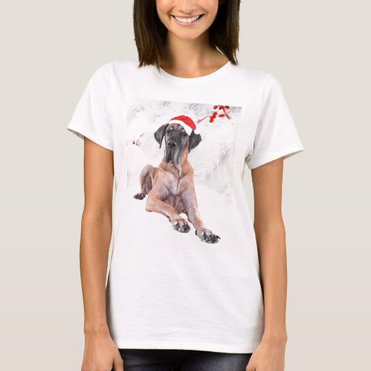T-shirt Grand chien Danse Casquette Joyeux Noël (Devant)