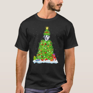 T-shirt Grand Chien Danse Xmas Éclairage Arbre Drôle Grand