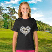 T-shirt Grand Coeur Diamant, Monogramme Or, Nom Du Script