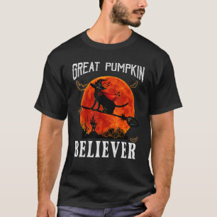 T-shirt Grand Croyant Citrouille Noir Chat Lune Sorcière B