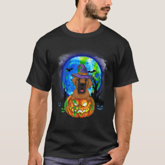 T-shirt Grand Dane sorcier Lune Citrouille Effrayant Chien