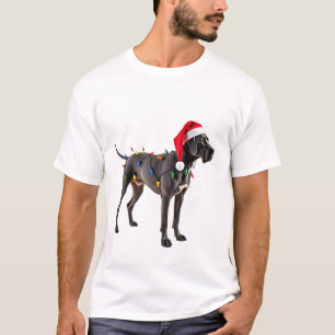 T-shirt Grand Danois de vacances Lumière de Noël