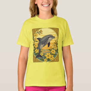 T-shirt Grand dauphin avec des fleurs de jasmin jaune