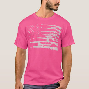 T-shirt Grand drapeau américain avec mitrailleuses 2A Drap