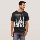 T-shirt Grand drapeau américain avec mitrailleuses Drapea (Devant entier)