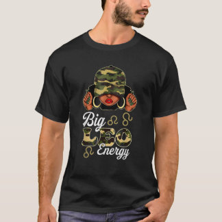 T-shirt Grand Énergie Lion Femme Noire Camouflage Astrolog