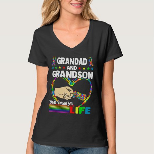 T-shirt Grand Et Grand-Fils Meilleur Ami Pour L'Autisme De (Devant)