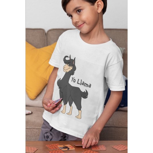 T-shirt Grand et majestueux noir cheveux Llama