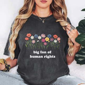 T-shirt Grand Fan de Droits de l'Homme Dessin Floral