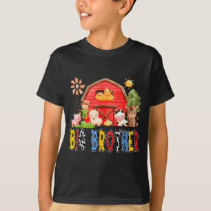 T-shirt Grand Frère Ferme Rouge Vache Garçon d'anniversair