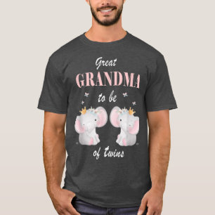 T-shirt Grand Grand-Mère Des Jumeaux Eléphant Baby shower 