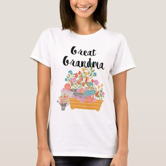 T-shirt Grand-grand-mère design de jardin de fleurs (Devant)