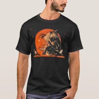 T-shirt Grand Halloween sorcière et lune