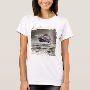T-shirt Grand Héron Bleu Dansant au-dessus de la Faune Aqu
