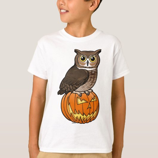 T-shirt Grand hibou à cornes de Halloween (Devant)