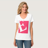 T-shirt Grand Initial | Typographie Moderne | Rose (Devant entier)