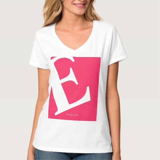 T-shirt Grand Initial | Typographie Moderne | Rose (Devant)