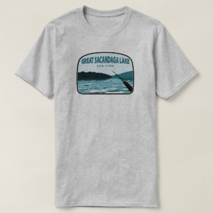 T-shirt Grand lac Sacandaga New York Canne à pêche