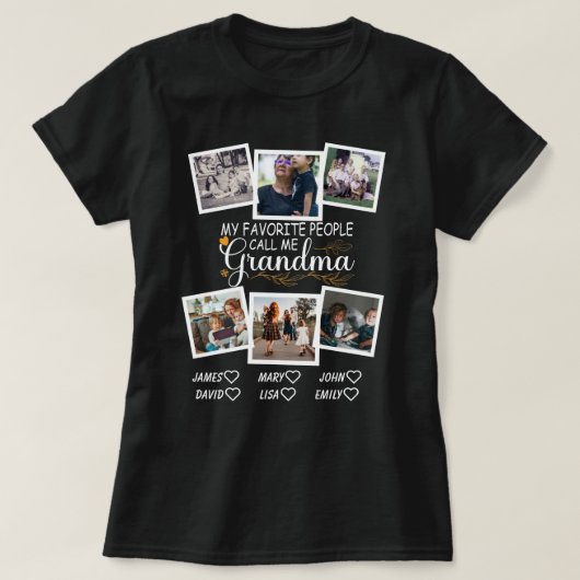 T-shirt Grand-mère avec des noms et des photos des petits- (Design devant)