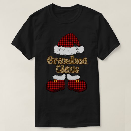 T-shirt Grand-mère Claus Buffalo Plaid Santa Hat Leopard P (Design devant)