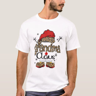 T-shirt Grand-mère Claus Christmas Leopard Grand-mère Snow
