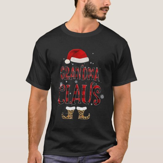 T-shirt Grand-mère Claus Leopard Pajama Père Noël Don Pour (Devant)
