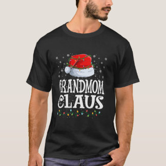 T-shirt Grand-mère Claus lumières de Noël Santa Hat Famill