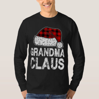 T-shirt Grand-mère Claus Santa Hat Red Buffalo Plaid Chris