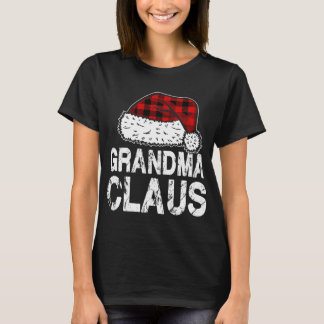 T-shirt Grand-mère Claus Santa Hat Red Buffalo Plaid Chris