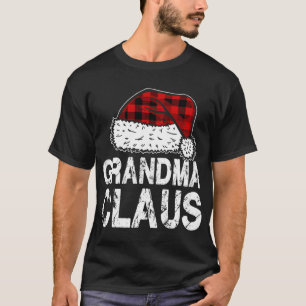 T-shirt Grand-mère Claus Santa Hat Red Buffalo Plaid Chris