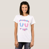 T-shirt Grand-mère de bébés jumeaux Empreintes (Devant entier)