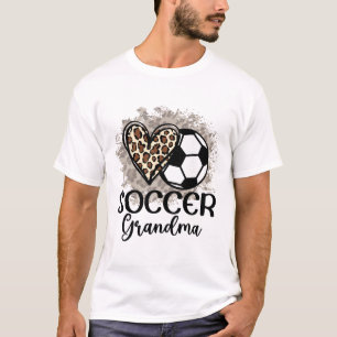 T-shirt Grand-mère de football Cœur de léopard drôle Fière