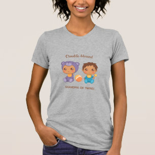 T-shirt Grand-mère de jumeaux bébé garçon mauve ours costu