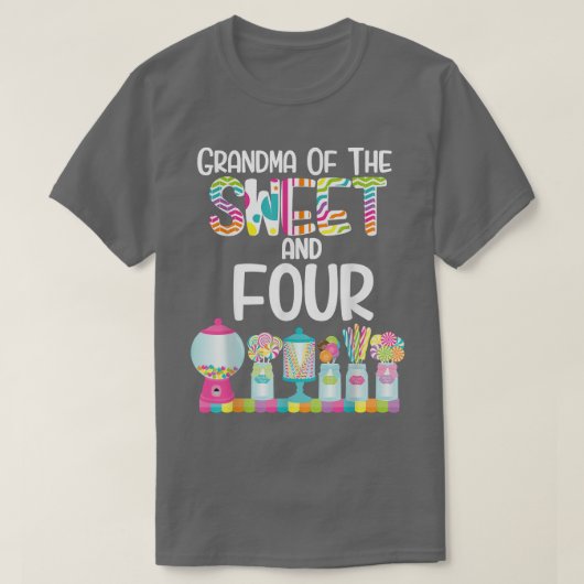 T-shirt Grand-mère de la douce et quatre bonbons Anniversa (Design devant)
