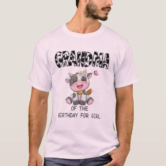 T-shirt grand-mère de la fille d'anniversaire vach