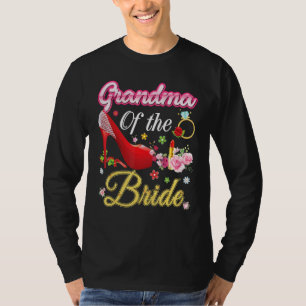 T-shirt Grand-Mère De La Mariée Joyeuse Fleur Mariage Rose