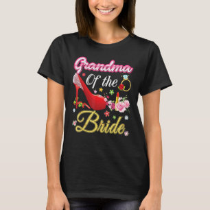 T-shirt Grand-Mère De La Mariée Joyeuse Fleur Mariage Rose