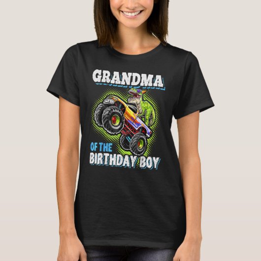 T-shirt Grand-Mère De L'Anniversaire Boy Dinosaur Monster  (Devant)