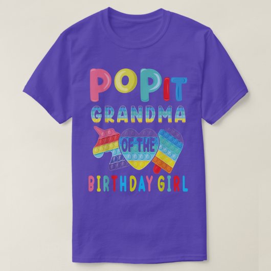 T-shirt grand-mère de l'anniversaire fille Pop It Unicorn (Design devant)