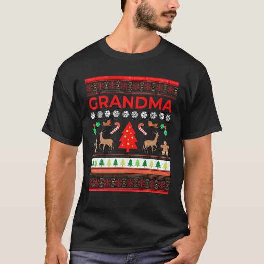 T-shirt Grand-mère Douleur de Noël moche Sweater Funny Jeu (Devant)