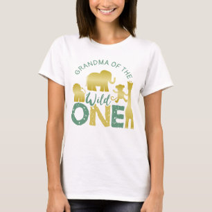 T-shirt Grand-mère du Wild One Safari 1er Anniversaire Or