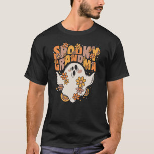 T-shirt Grand-mère éffrayant Fantôme Super Avec Fleurs Vin