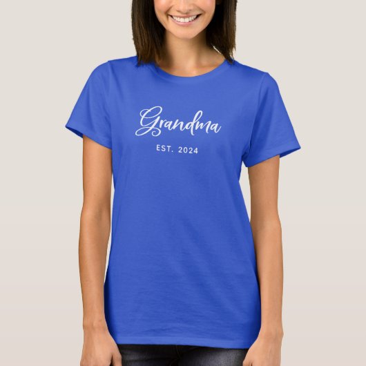T-shirt Grand-mère | Est. Date dans le script élégant (Devant)