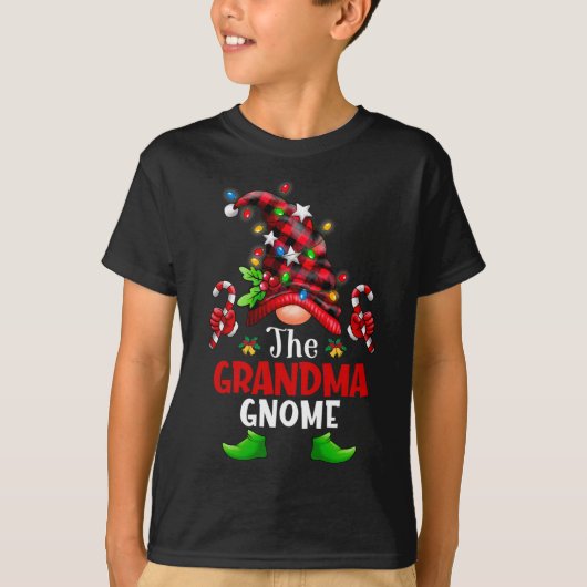 T-shirt Grand-mère Gnome Buffalo de Noël Plaid Family Gnom (Devant)
