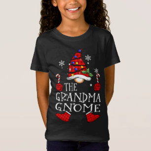 T-Shirt Grand-mère Gnome Rouge Plaid Correspondant Famille