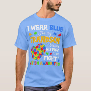 T-shirt Grand-mère Grand-père I Wear Blue For My Grandson