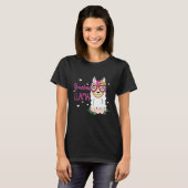 T-shirt Grand-mère Lama Boho Fleurs Coeur rose (Devant entier)